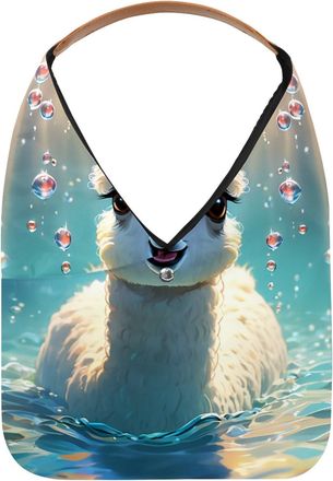 Generic Lovely Alpacas Swims Underwater Reusable Lightweight Grocery Bags - Foldable Into Compact Pouch, Washable & Sturdy, Multipurpose for Shopping and Trav