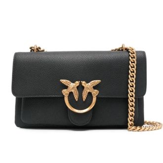Pinko Black Love One Shoulder Tas - Dames - Schoudertassen - Zwart - ONE Size - Leer - Tassen