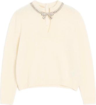 Valentino Garavani embroidered wool jumper - women - Virgin Wool - M - Neutrals