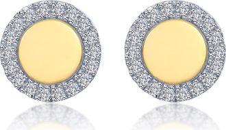 Lafonn Two-Tone Simulated Diamond Button Stud Earrings in White at Nordstrom Rack