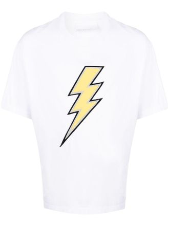 Neil Barrett Thunderbolt-embroidered cotton T-shirt - White