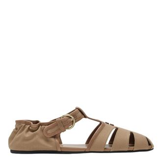 Miu Miu Flat Sandals, female, Beige, Size: 6 1/2 US Allacciate