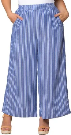 Kiyonna Eva Wide Leg Palazzo Pants in Blue Stripe at Nordstrom, Size 3X