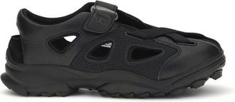 Yohji Yamamoto Black Calf Leather Bos Taurus Flat Mens Sandals