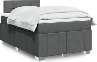 vidaXL Cama Box Spring Con Colch&oacute;n Tela Gris Oscuro 120x190 Cm Vidaxl