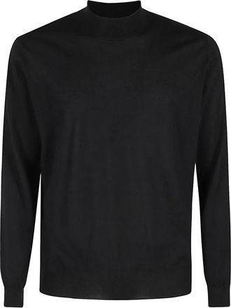 FILIPPO DE LAURENTIIS Merino Wollen Trui - Heren - Coltruien - Zwart - L - Wol - Truien & Vesten