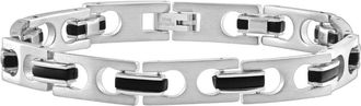 Pompeii3 Mens Two Tone Steel and Black 8.5 8.5mm Bracelet