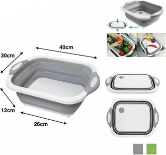 Trade Shop Trade Shop - Cestello Vaschetta Vassoio Tagliere Pieghevole In Plastica Multiuso Per Cucina