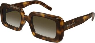 Saint Laurent Rechthoekige Havana zonnebril met bruine lenzen - unisex - Zonnebrillen - Bruin - 52 MM - Accessoires