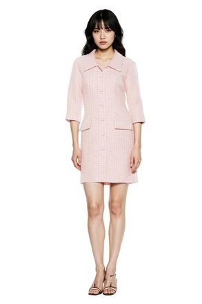 Alexia Admor Isolde Dropped Collar Button Down Pink Tweed Dress at Nordstrom, Size 10