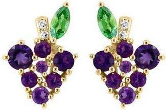 Effy 14K Gold Diamond & Amethyst Grape Stud Earrings in Gold/Amethyst at Nordstrom Rack
