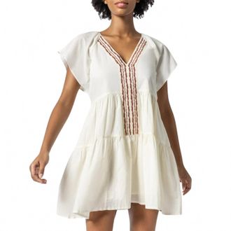 Lilla P Womens Flutter Sleeve Tiered Dress In Ecru