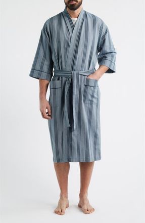 Majestic International Saltwater Cotton Robe in Denim Stripe at Nordstrom