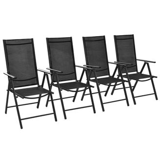 vidaXL Vidaxl - Sillas Plegables De Jard&iacute;n 4 Uds Aluminio Y Textilene Negro