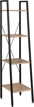 Woltu Estanteria Librer&iacute;a Oficina Estante Met&aacute;lico De Madera Y Acero Con 4 Estantes Peque&ntilde;o Negro + Roble Claro - Woltu