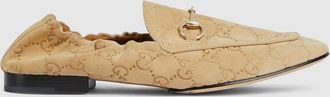 Gucci Womens Jordaan Loafer, Neutral, Suede