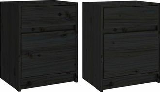 vidaXL Bedside Cabinets 2 pcs Black 40x31x50 cm Solid Pinewood vidaXL