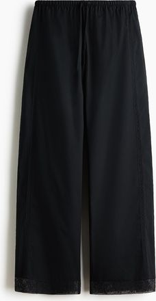 H&M Kordelzughose mit Spitze - Schwarz