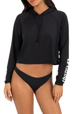 Hurley Oao Crop Cover-Up Hoodie in Black at Nordstrom, Size X-Large