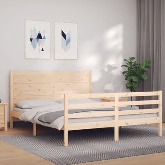 vidaXL Vidaxl - Estructura De Cama Con Cabecero Madera Maciza 160x200 Cm