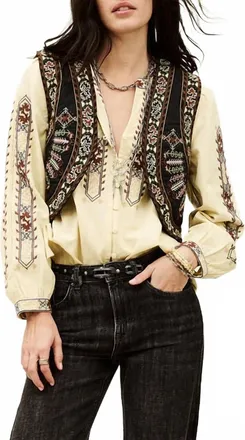 BA&SH Fosca Cropped Embroidered Cardigan In Carbone