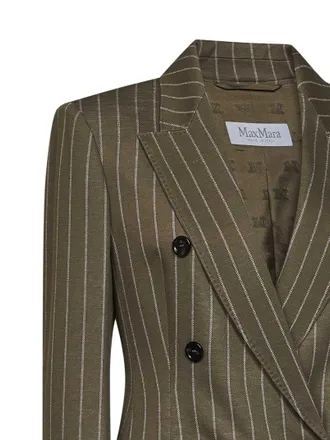 Max Mara Pinstriped Virgin Wool Blazer - Green