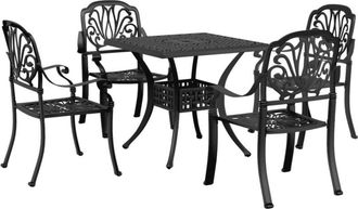vidaXL 5 Piece Garden Dining Set Black Cast Aluminium vidaXL