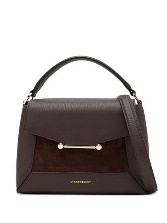 Strathberry Kleine Mosaic leren su&egrave;de shopper - Bruin