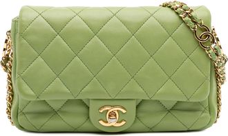 Chanel Pre-owned Womens Classic Flap Shoulder Bag - Green Leather - One Size