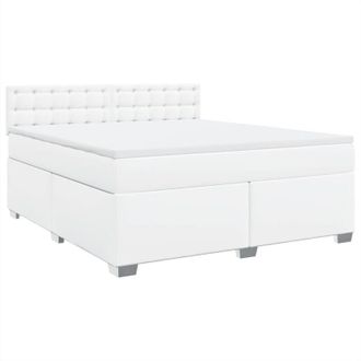 vidaXL Vidaxl - Cama Box Spring Con Colch&oacute;n Cuero Sint&eacute;tico Blanco 180x200 Cm