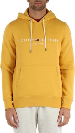 Tommy Hilfiger Katoenen hoodie met logoborduursel - Heren - Hoodies - Geel - XS - Katoen - Hoodies & sweatvesten