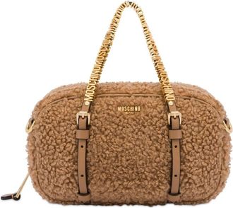 Moschino logo-lettering fleece tote bag - women - Polyester - OS - Brown