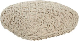 Beliani Puf macramé algodón beige 50 cm 50 cm 20 cm