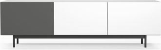 HERDASA Mueble TV 3 puertas melamina blanco-grafito patas blanco 52x180x44 cm