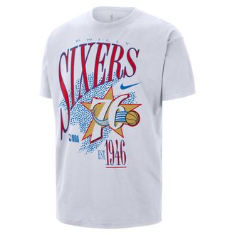 Nike Philadelphia 76ers Hardwood Classics Nike Mens NBA T-Shirt in White | HV5706-100