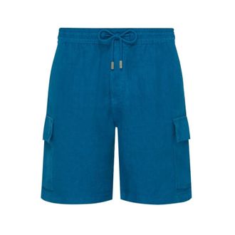 Vilebrequin Korte Broeken, Heren, Blauw, XL, Linnen, Baie Bermuda Shorts