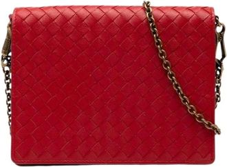 Bottega Veneta Pre-owned Cross Body Bags, female, Red, Size: ONE SIZE Pre-owned Leather Shoulder Bag