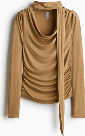 H&M Drapiertes Shirt mit Schaldetail - Beige