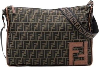 Fendi Pre-owned Cross Body Bags, female, Brown, Size: ONE SIZE Pre-owned Canvas Crossbody Bag