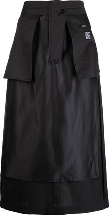 GOEN.J Inside-out midi skirt - women - Wool/Cupro - M - Black