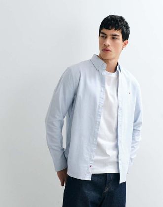Tommy Jeans Camicia Oxford azzurra-Blu