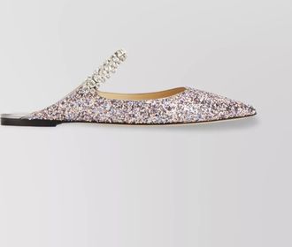 Jimmy Choo London leather crystal-embellished ballerina shoes