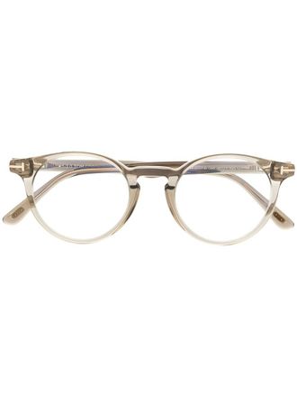 Tom Ford Eyewear TF5557B round-frame optical glasses - unisex - Acetate - 48 - Neutrals