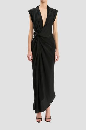 Victoria Beckham Twist Detail Cdc Dress In Black