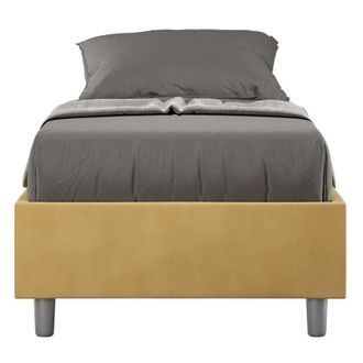 ITYhome Letto Singolo rivestito in Microfibra - azelia - Tipologia Letto: Con Rete e Contenitore - Dimensione Rete: 80x190 - Colore: Ocra