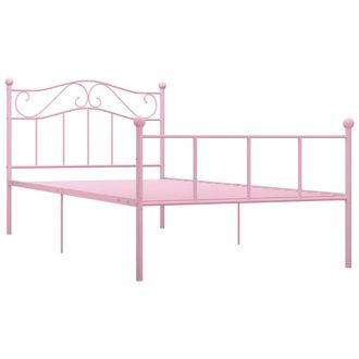 vidaXL Estructura De Cama Sin Colch&oacute;n Metal Rosa 90x200 Cm Vidaxl