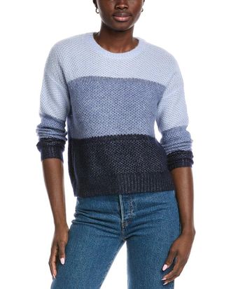 Autumn Cashmere Colorblocked Honeycomb Cashmere & Silk-Blend Sweater