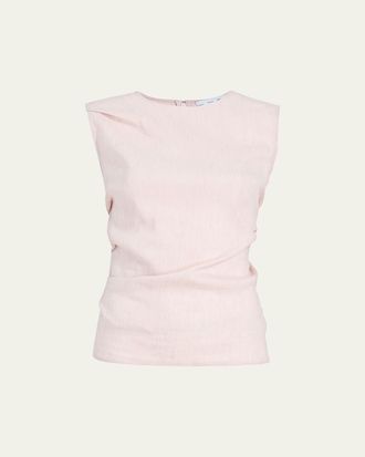 Proenza Schouler Anoushka Ruched Slub Linen Top