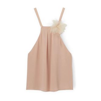 Motivi Tops, Dames, Roze, XL, Chiffon, Top Halterneck met Chiffon Bloem