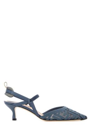 Fendi Dark Blue Logo Pumps
